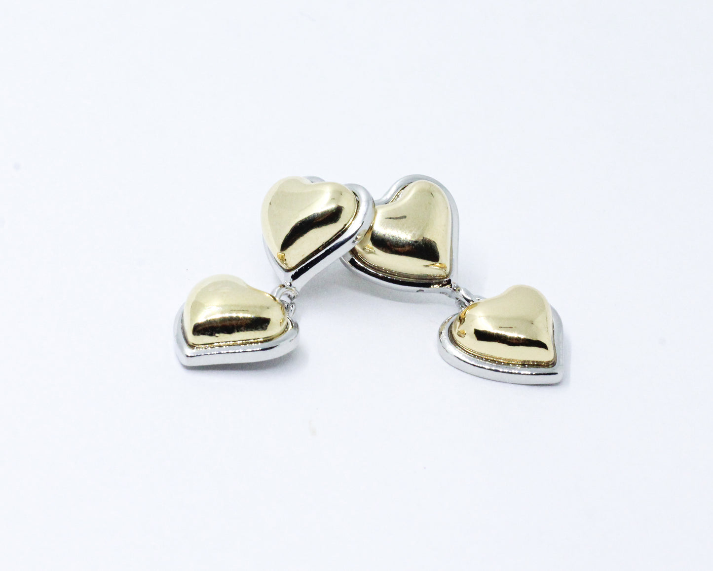 Aretes Bicolor Doble Corazón