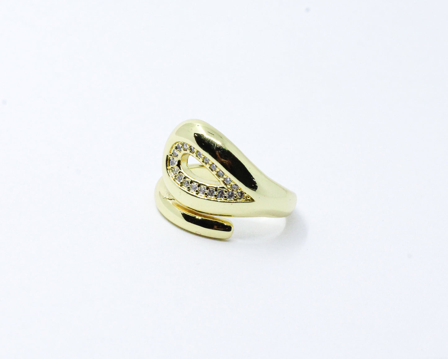 Anillo Dorado Gota Brillante