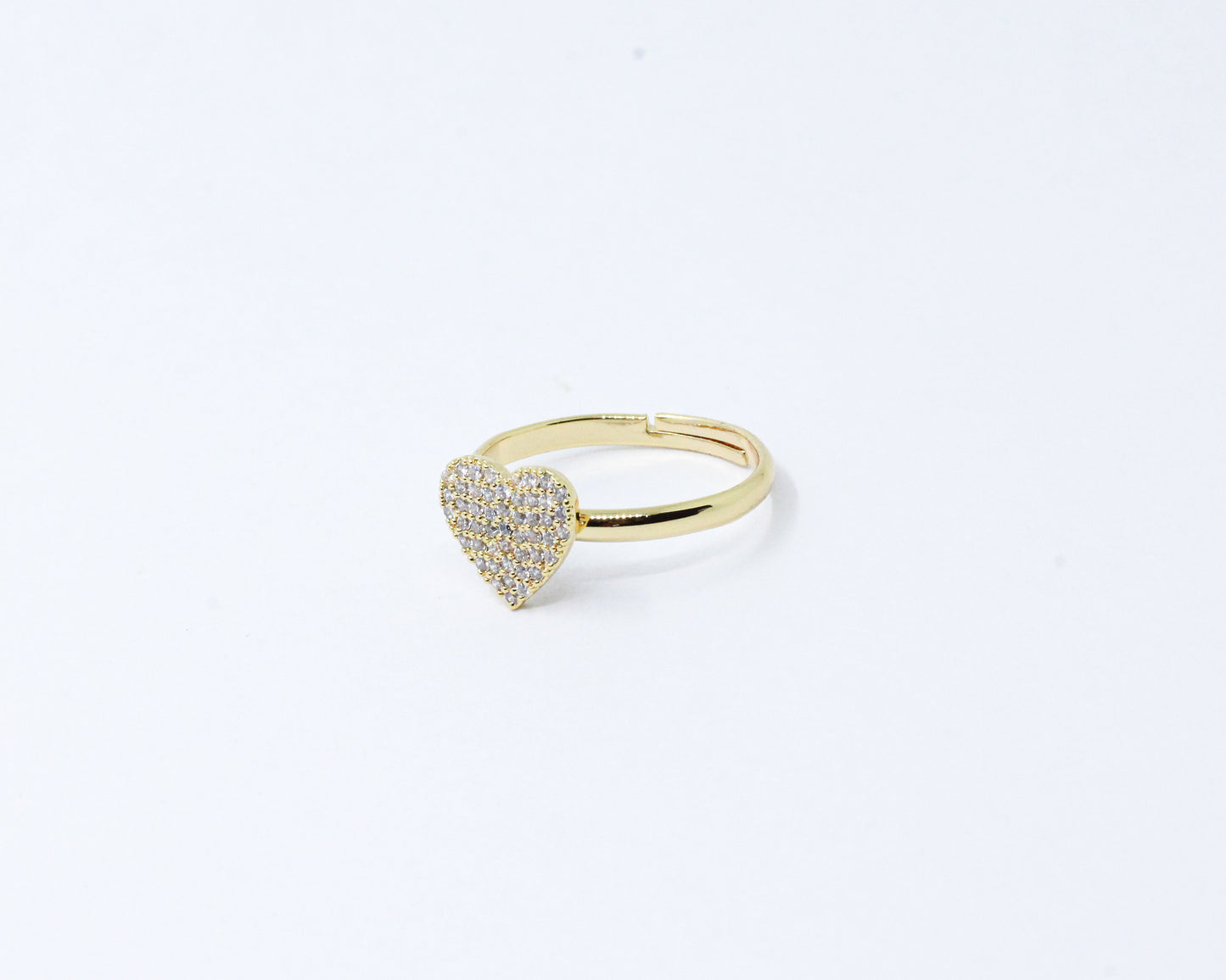Anillo Dorado Brillo Corazón
