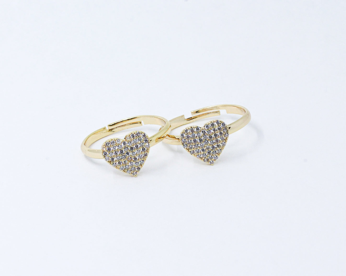 Anillo Dorado Brillo Corazón