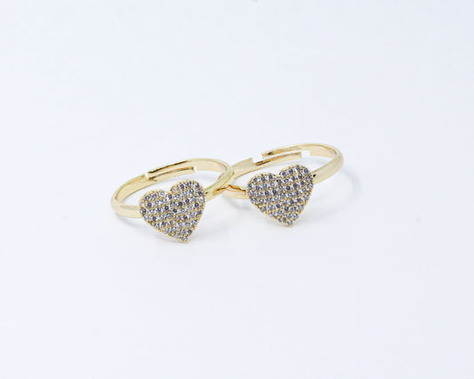 Anillo Dorado Brillo Corazón
