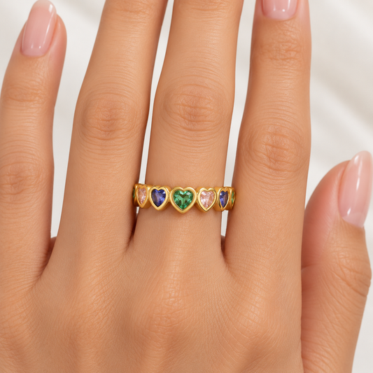 Anillo Dorado Arcoíris Corazón