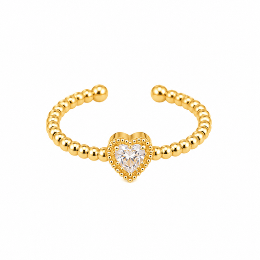 Anillo dorado único corazón