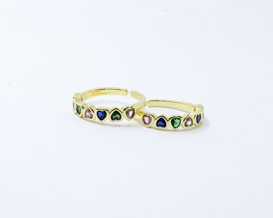 Anillo Dorado Arcoíris Corazón