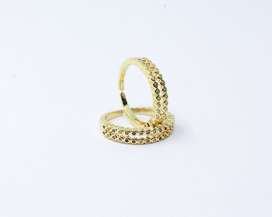 Anillo Biseles Dorados y Circones