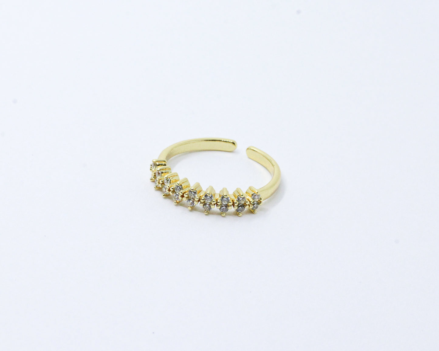 Anillo Dorado Doble Cristal