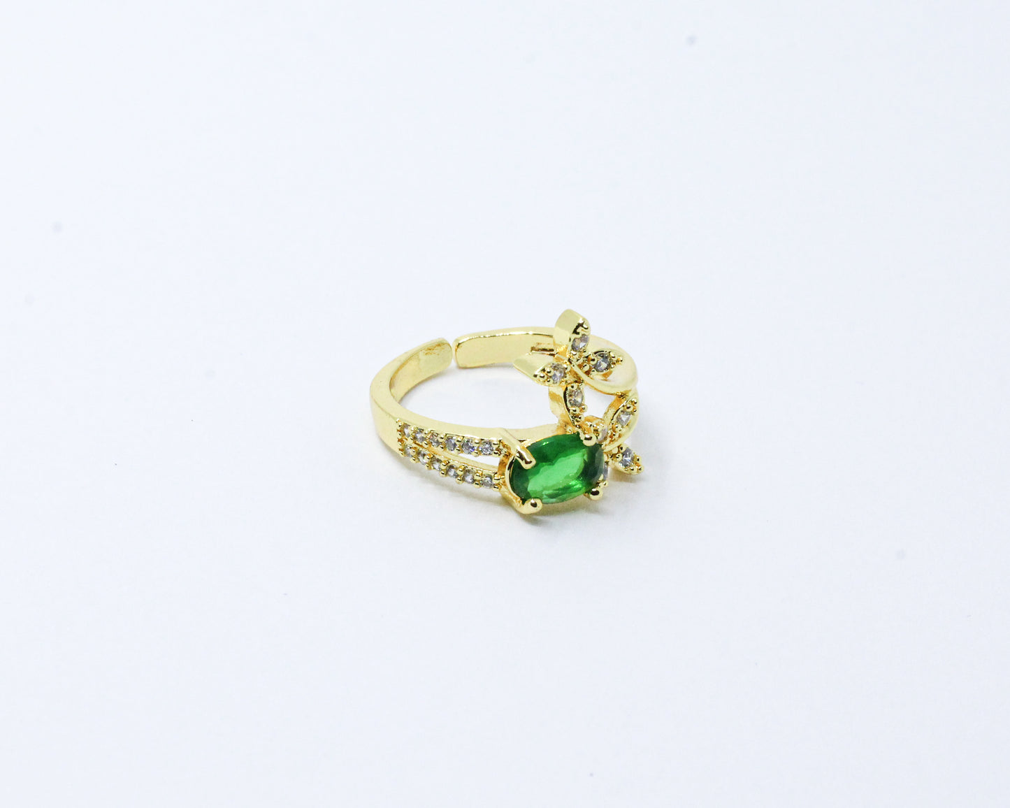 Anillo Dorado Mariposa Cristal