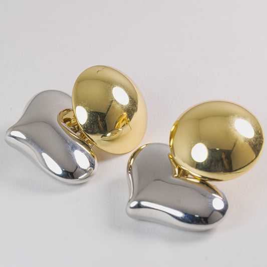Aretes corazón chunky dorado y plateado
