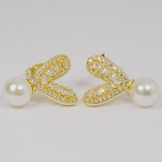 Arete corazón baguette