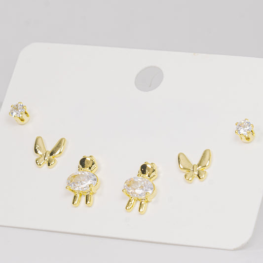 Set topos dorados oso y mariposa con circones