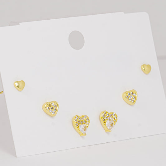 Set topos dorados corazones con circones