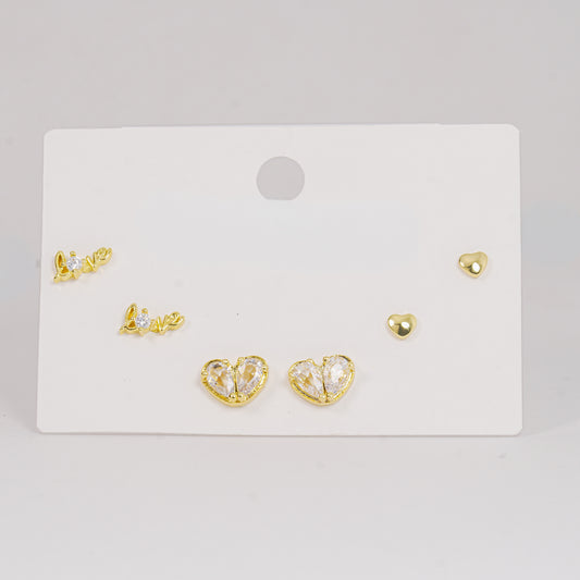 Set topos corazones dorados con circones