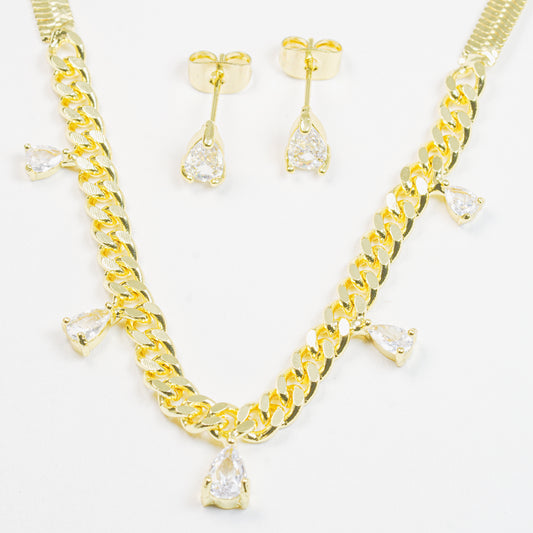 Set Dorado Lágrimas Brillantes