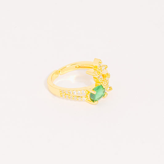 Anillo Dorado Mariposa Cristal