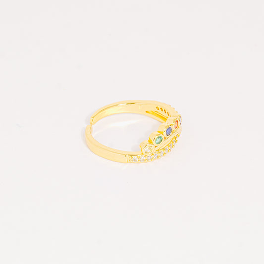 Anillo Dorado Bisel Infinito