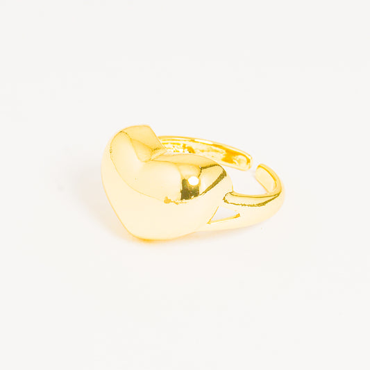 Anillo Chunky Dorado de Corazón