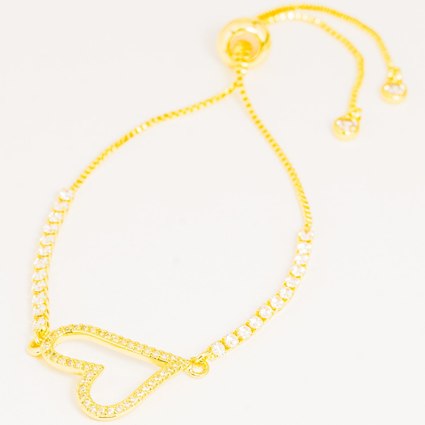 Pulsera Dorada Brillos Corazón