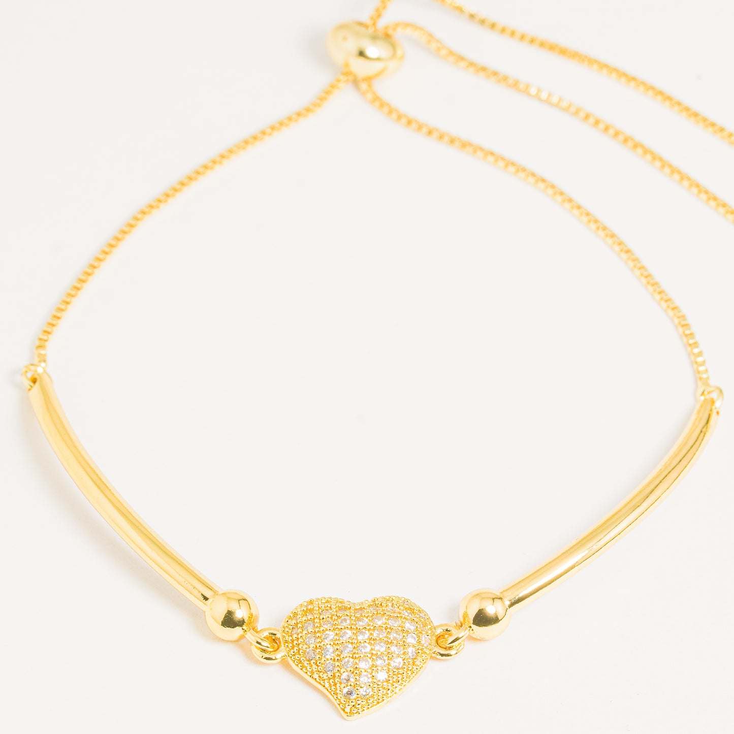 Pulsera Dorada Brillos Corazón