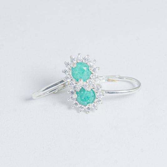 Aretes Plata De Esmeralda Clásica