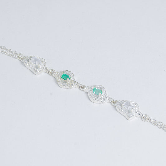 Pulsera De Plata Con Esmeralda