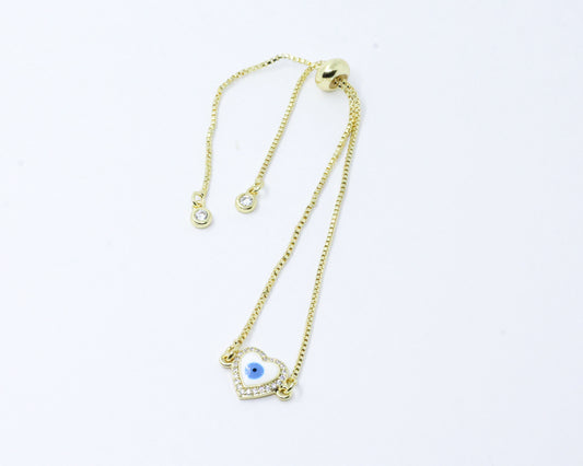 Pulsera Dorada Corazón Ojo Turco