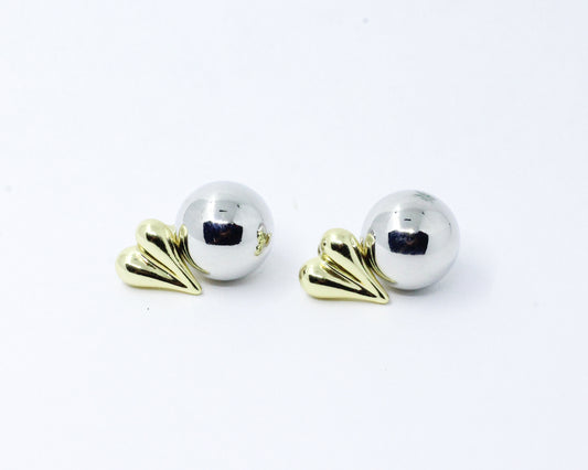 Aretes Dorado Esfera Corazón