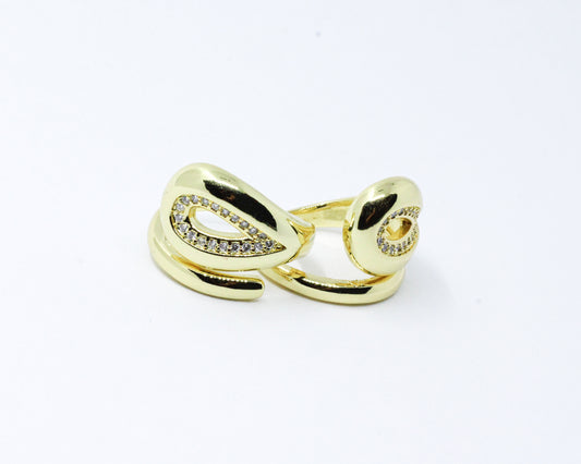Anillo Dorado Gota Brillante