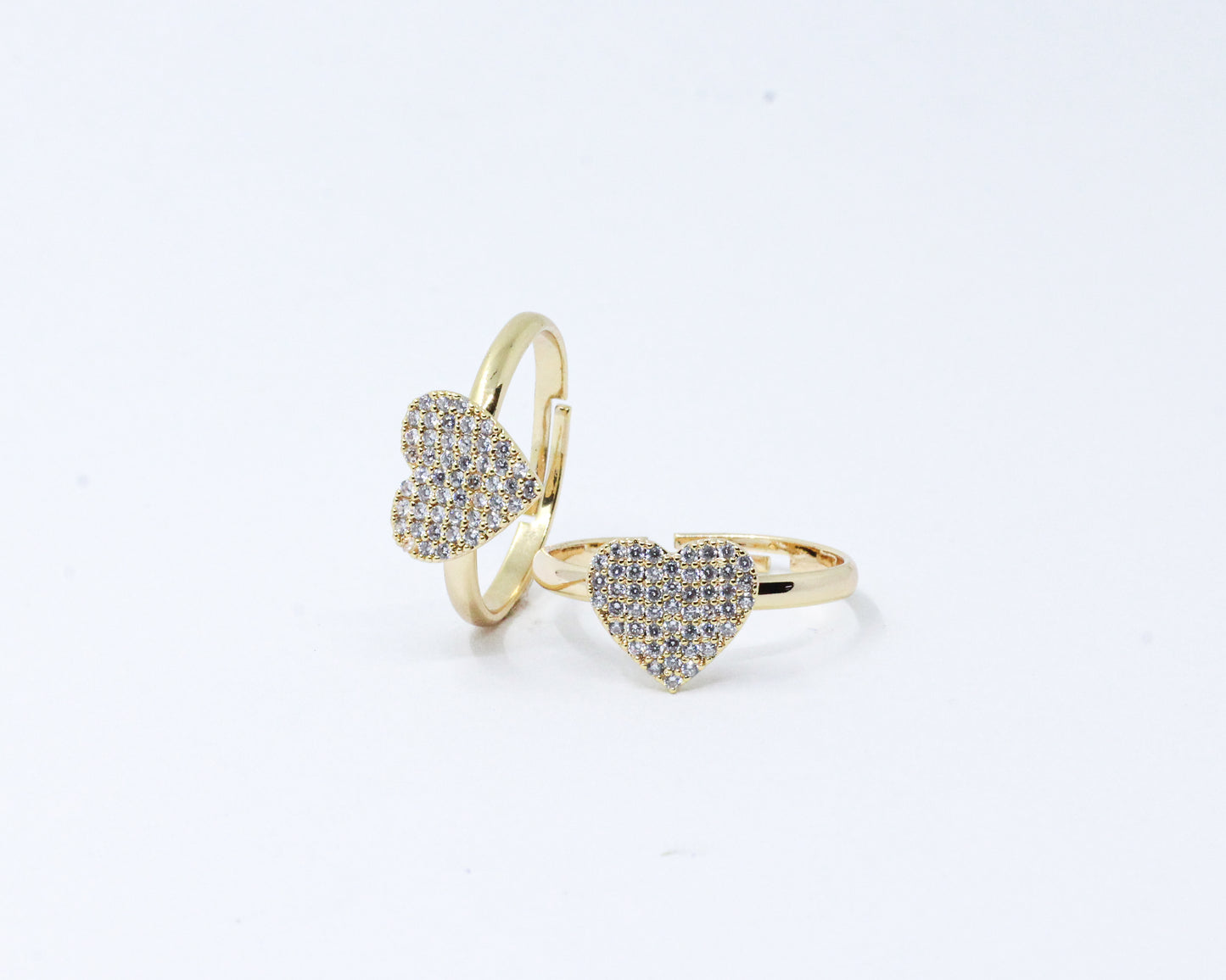 Anillo Dorado Brillo Corazón