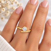 Anillo Dorado Circón Blanco vista 2