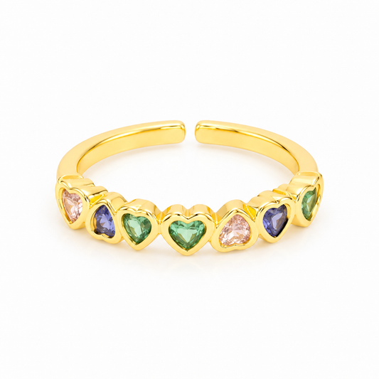 Anillo Dorado Arcoíris Corazón