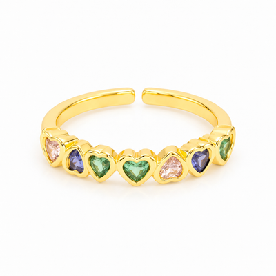 Anillo Dorado Arcoíris Corazón