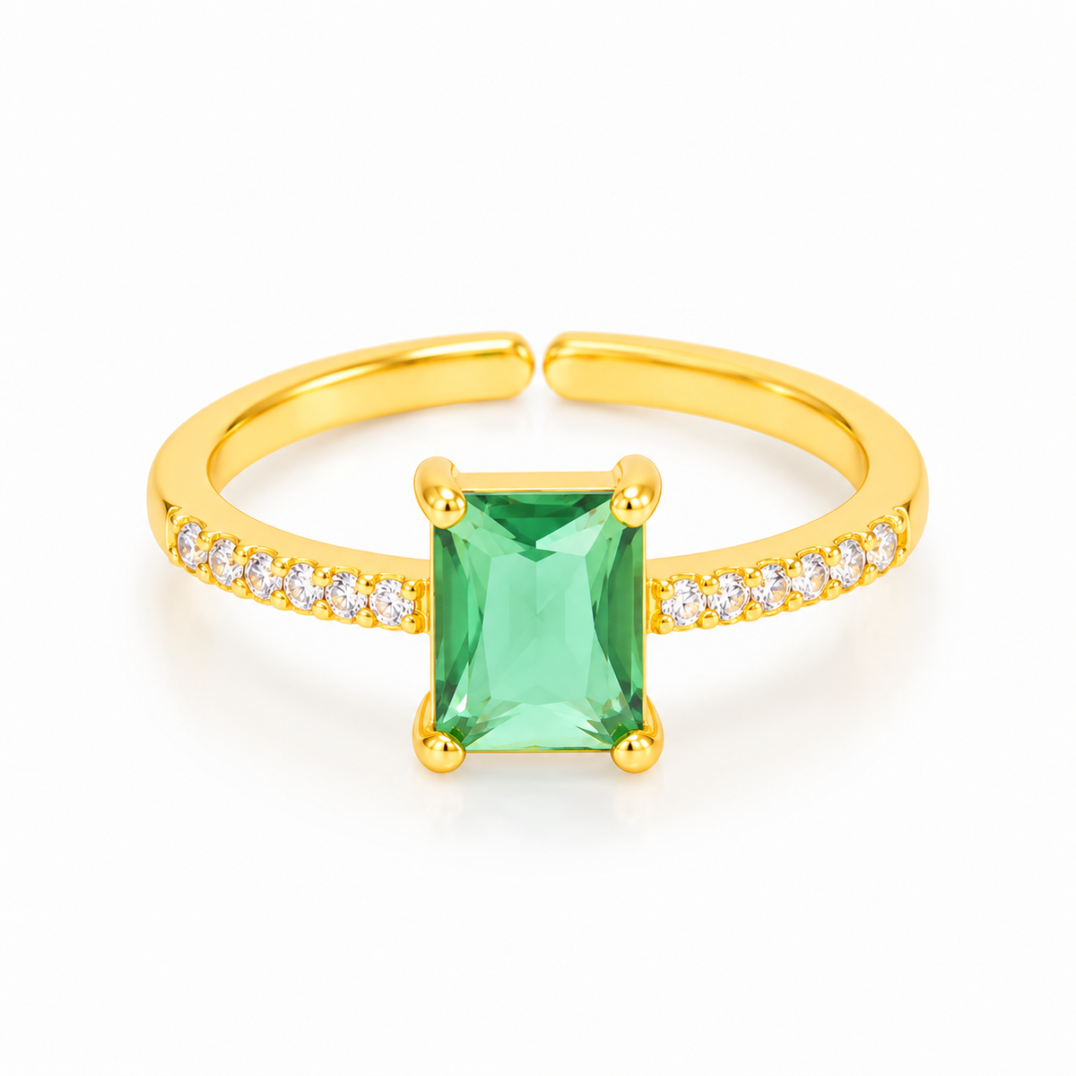 Anillo Dorado Cristal Cuadrado