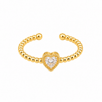 Anillo dorado único corazón vista 2