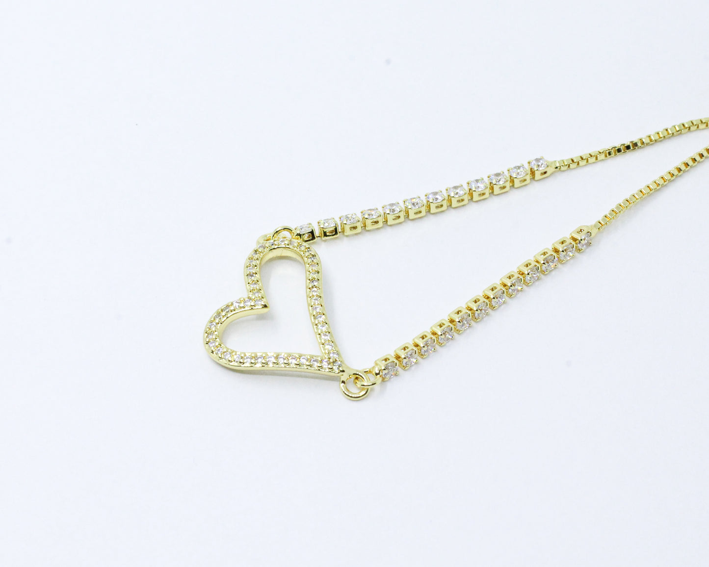 Pulsera Dorada Brillos Corazón