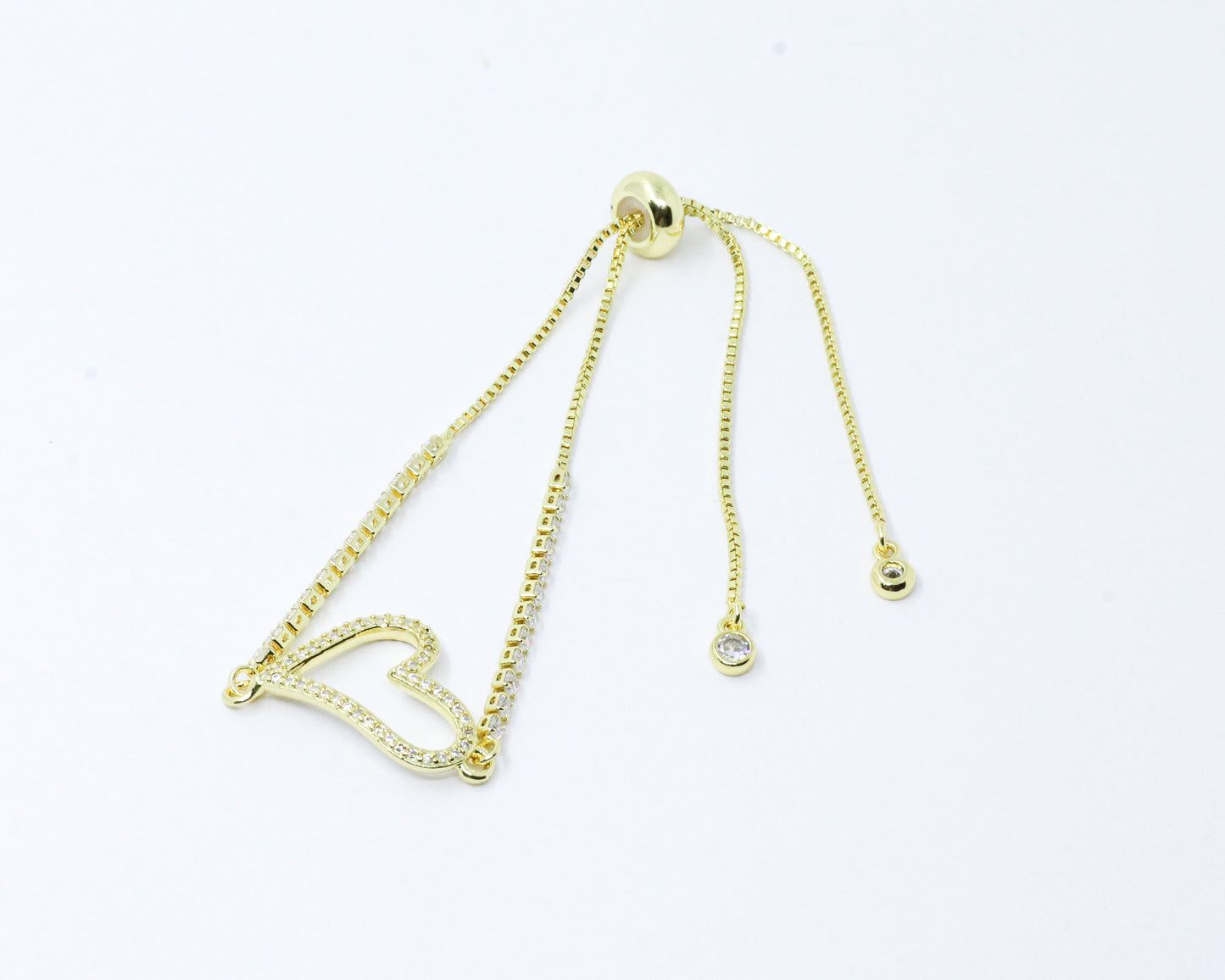 Pulsera Dorada Brillos Corazón