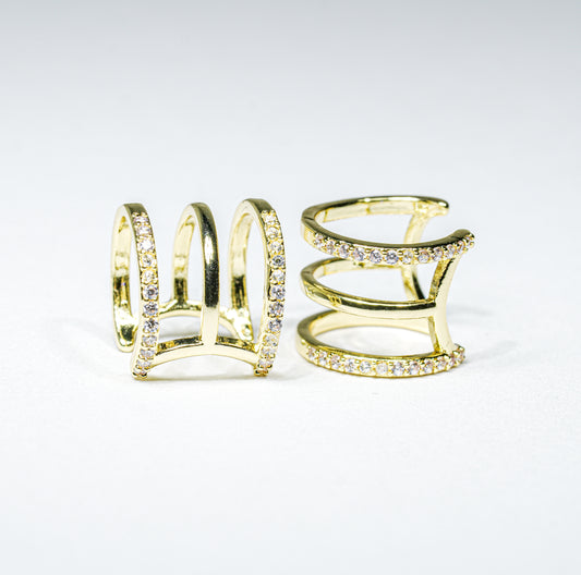 Earcuff dorado 3 niveles