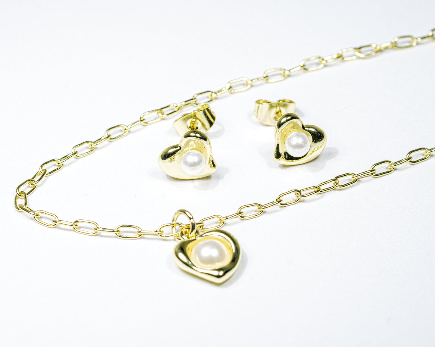 Set corazón perla