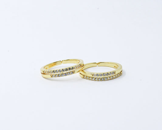 Anillo Dorado Doble Brillo