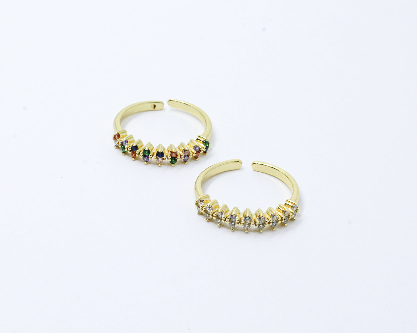 Anillo Dorado Doble Cristal