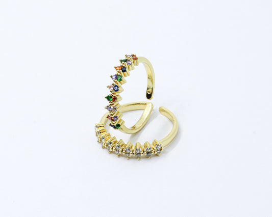 Anillo Dorado Doble Cristal