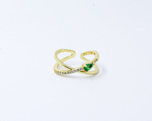 Anillo Dorado Lagrima Cruzada