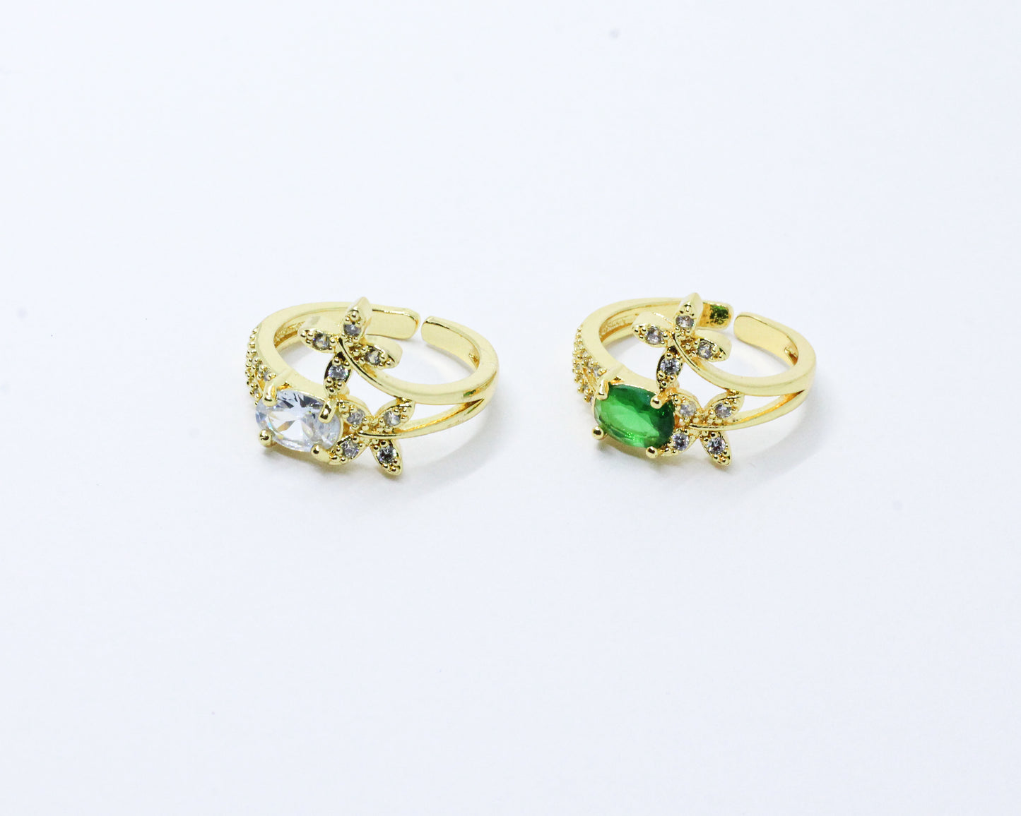 Anillo Dorado Mariposa Cristal
