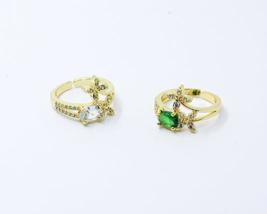 Anillo Dorado Mariposa Cristal