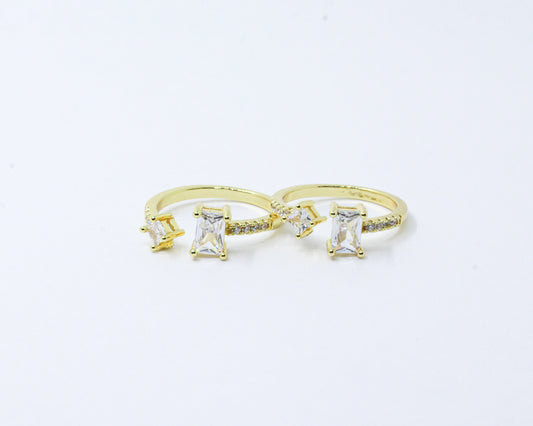 Anillo Dorado Cuadrados Brillantes