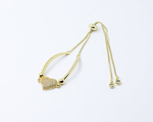Pulsera Dorada Brillos Corazón