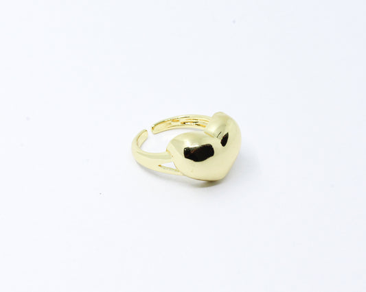 Anillo Chunky Dorado de Corazón