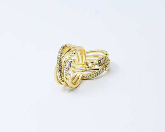 Anillo Dorado Eslabón Brillante