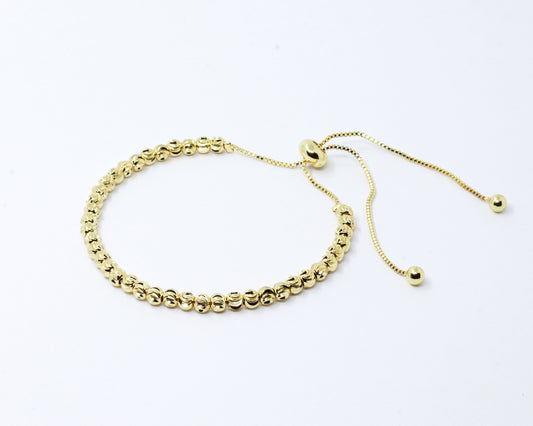 Pulsera Dorada Balines Diamantados