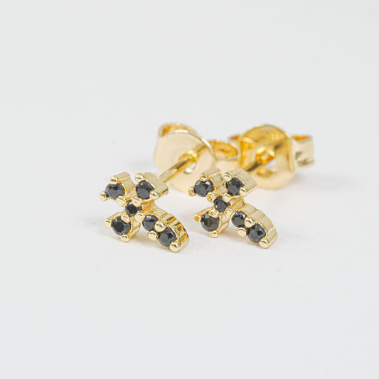 Topo Cruz Dorado con Brillante Negro