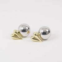 Aretes Dorado Esfera Corazón vista 2